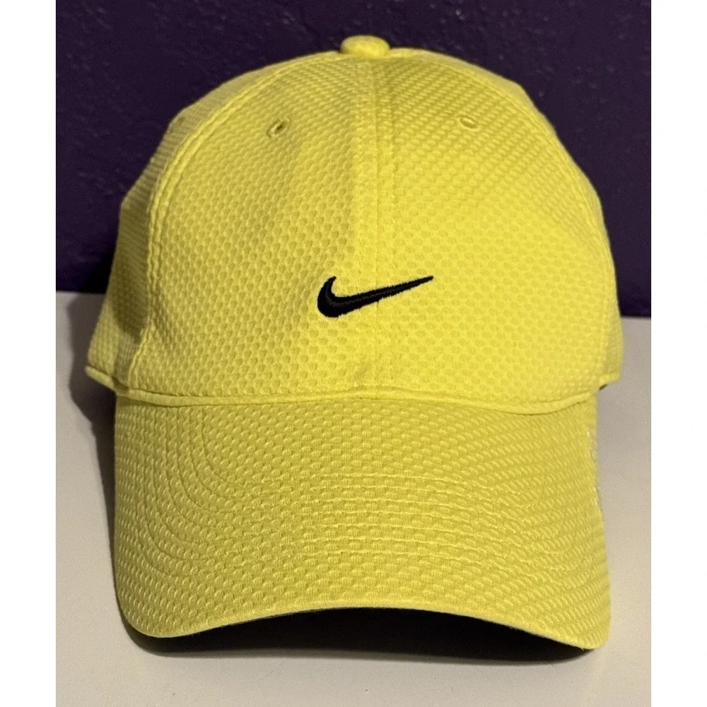 Nike Tailwind Hat Yellow Mesh 6 Panel Strapback Dri-FIT AW84 Y2K Rare